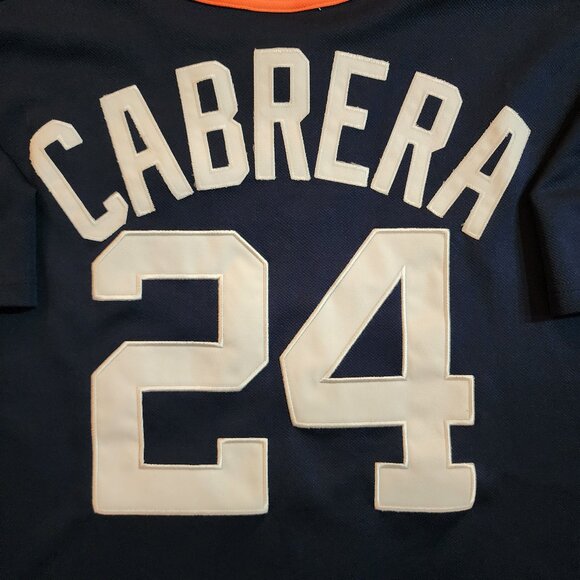 Authentic MLB Detroit Tigers Jersey #24 Miguel Cabrera Size L - Navy - Majestic - Picture 2 of 9